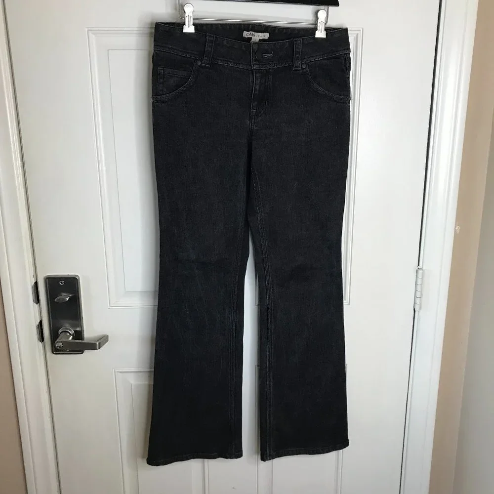 CAbi #204R Womens Black Fade Flap Pocket Bootcut Jeans ~ Size 4 - Picture 1 of 6